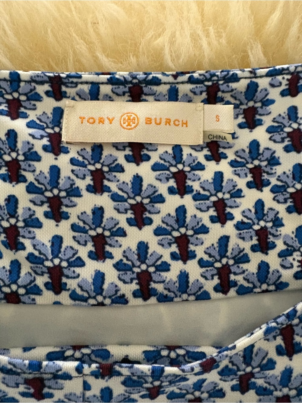 Tory Burch Navy and White Printed Sleeveless Midi Dress - Picture 6 of 7